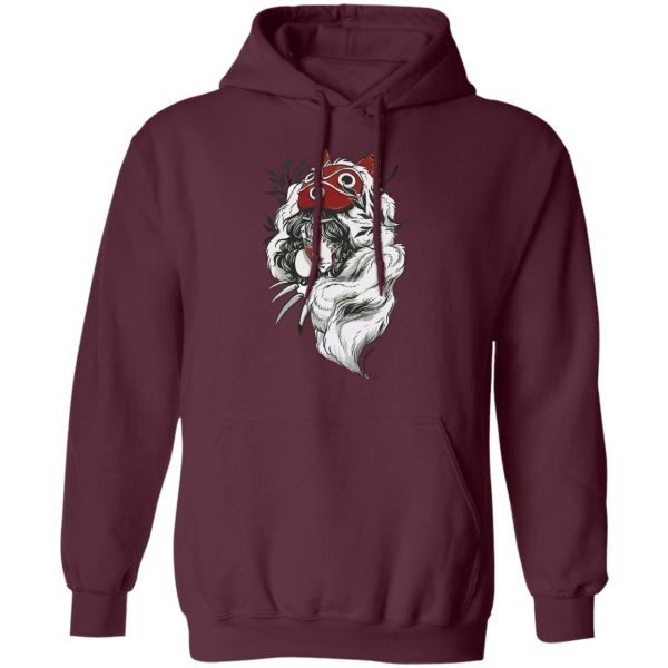 Anime Film Princess Mononoke - Princess Mononoke Black and White Fanart Hoodie-Anime Film Princess Mononoke, Apparel, Hoodie, princess mononoke