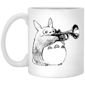 Totoro Wallpaper - Totoro and the trumpet Mug-Accessories, House Decor, Mug, My Neighbor Totoro, Totoro Wallpaper