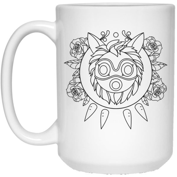 Studio Ghibli Princess Mononoke - Princess Mononoke Mask in Black and White Mug-Accessories, House Decor, Mug, princess mononoke, Studio Ghibli Princess Mononoke