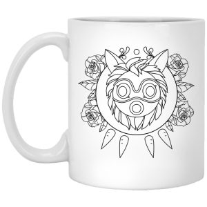 Studio Ghibli Princess Mononoke - Princess Mononoke Mask in Black and White Mug-Accessories, House Decor, Mug, princess mononoke, Studio Ghibli Princess Mononoke