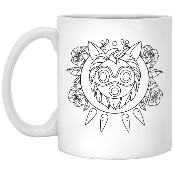 Studio Ghibli Princess Mononoke - Princess Mononoke Mask in Black and White Mug-Accessories, House Decor, Mug, princess mononoke, Studio Ghibli Princess Mononoke