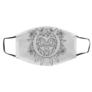 Princess Mononoke In Theaters - Princess Mononoke Mask in Black and White Face Mask-Accessories, Face Mask, princess mononoke, Princess Mononoke In Theaters