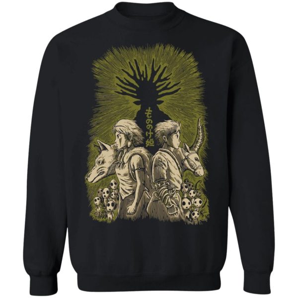 Kodama Princess Mononoke - Princess Mononoke – San and Ashitaka Sweatshirt Unisex-Apparel, Kodama Princess Mononoke, princess mononoke, Sweatshirt