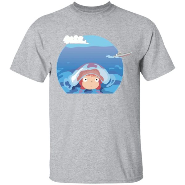 Ponyo Cartoon Movie - Ponyo in her first trip T Shirt-Apparel, ponyo, Ponyo Cartoon Movie, Tshirt