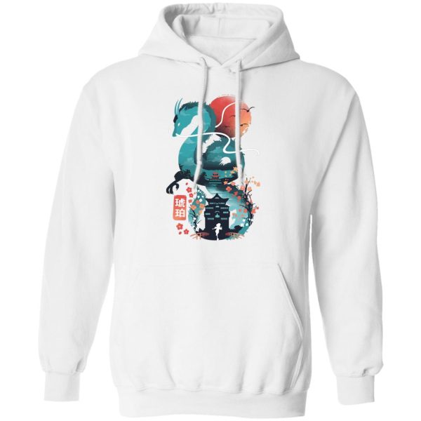 Spirit Away - Spirited Away – Haku Dragon and The Bathhouse Classic Hoodie-Apparel, Hoodie, Spirit Away, Spirited Away