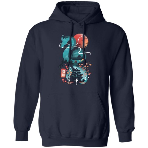 Spirit Away - Spirited Away – Haku Dragon and The Bathhouse Classic Hoodie-Apparel, Hoodie, Spirit Away, Spirited Away