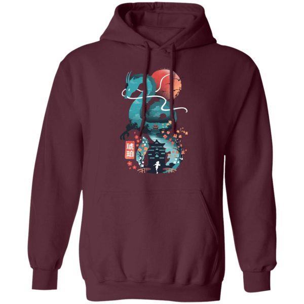 Spirit Away - Spirited Away – Haku Dragon and The Bathhouse Classic Hoodie-Apparel, Hoodie, Spirit Away, Spirited Away