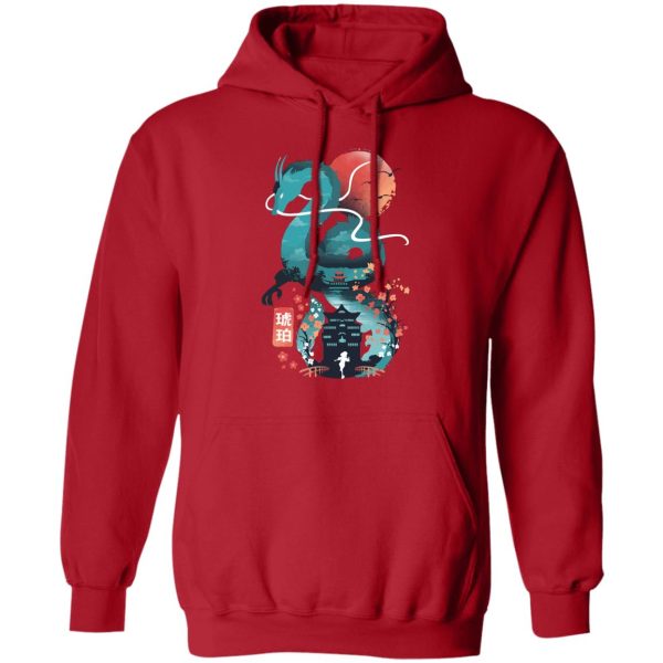 Spirit Away - Spirited Away – Haku Dragon and The Bathhouse Classic Hoodie-Apparel, Hoodie, Spirit Away, Spirited Away