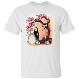 My Neighbour Totoro Cast - Totoro and Ghibli Friends under the Sakura T Shirt-Apparel, My Neighbor Totoro, My Neighbour Totoro Cast, Tshirt