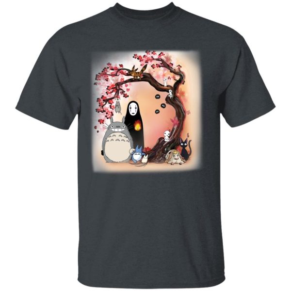 My Neighbour Totoro Cast - Totoro and Ghibli Friends under the Sakura T Shirt-Apparel, My Neighbor Totoro, My Neighbour Totoro Cast, Tshirt