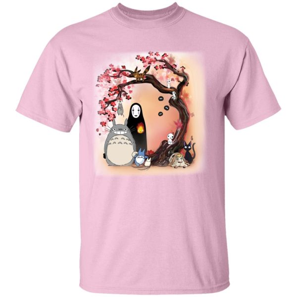 My Neighbour Totoro Cast - Totoro and Ghibli Friends under the Sakura T Shirt-Apparel, My Neighbor Totoro, My Neighbour Totoro Cast, Tshirt