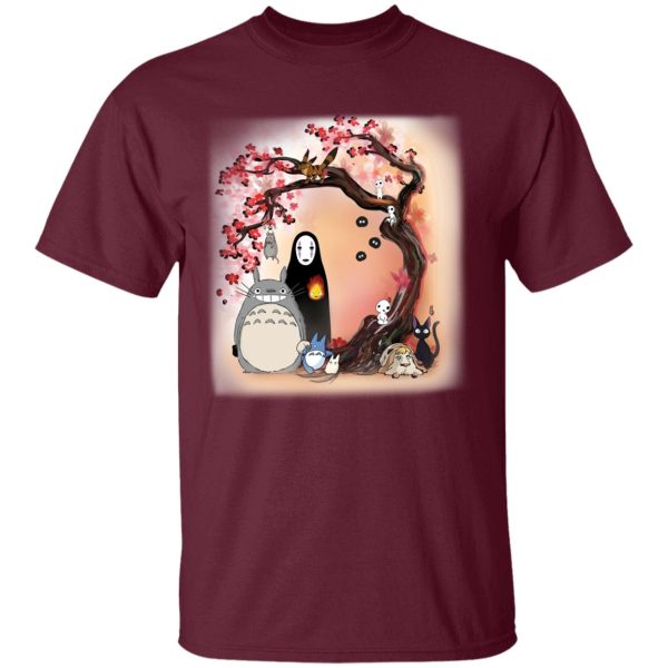 My Neighbour Totoro Cast - Totoro and Ghibli Friends under the Sakura T Shirt-Apparel, My Neighbor Totoro, My Neighbour Totoro Cast, Tshirt