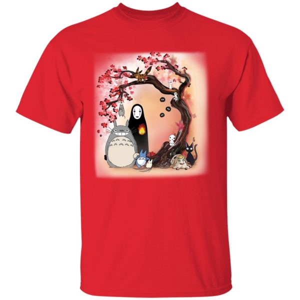 My Neighbour Totoro Cast - Totoro and Ghibli Friends under the Sakura T Shirt-Apparel, My Neighbor Totoro, My Neighbour Totoro Cast, Tshirt