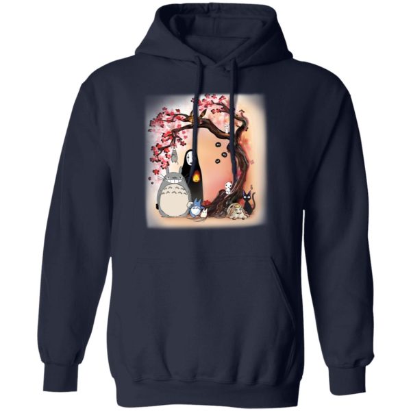 Cat Bus Totoro - Totoro and Ghibli Friends under the Sakura Hoodie-Apparel, Cat Bus Totoro, Hoodie, My Neighbor Totoro