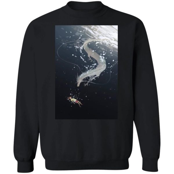 Spirited Away Dust Sprites - Spirited Away Haku and Chihiro Under Water Fanart Sweatshirt-Apparel, Spirited Away, Spirited Away Dust Sprites, Sweatshirt