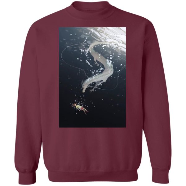 Spirited Away Dust Sprites - Spirited Away Haku and Chihiro Under Water Fanart Sweatshirt-Apparel, Spirited Away, Spirited Away Dust Sprites, Sweatshirt