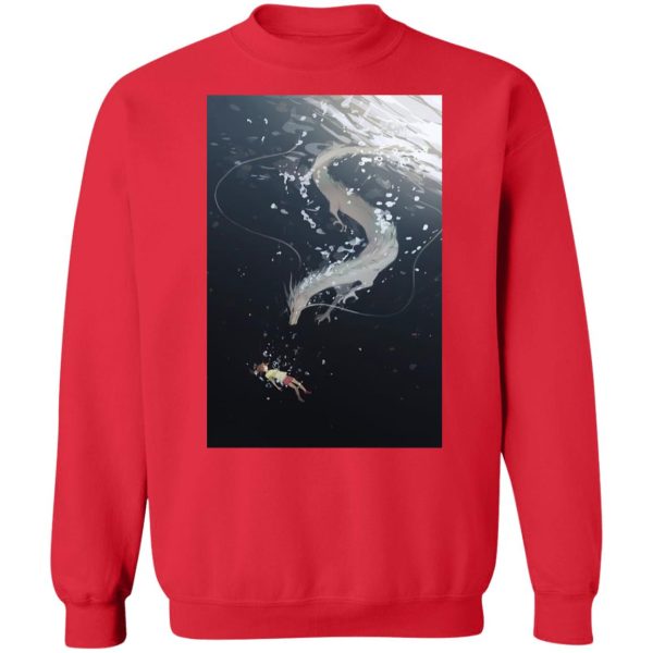 Spirited Away Dust Sprites - Spirited Away Haku and Chihiro Under Water Fanart Sweatshirt-Apparel, Spirited Away, Spirited Away Dust Sprites, Sweatshirt