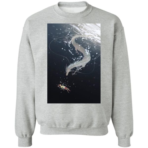 Spirited Away Dust Sprites - Spirited Away Haku and Chihiro Under Water Fanart Sweatshirt-Apparel, Spirited Away, Spirited Away Dust Sprites, Sweatshirt