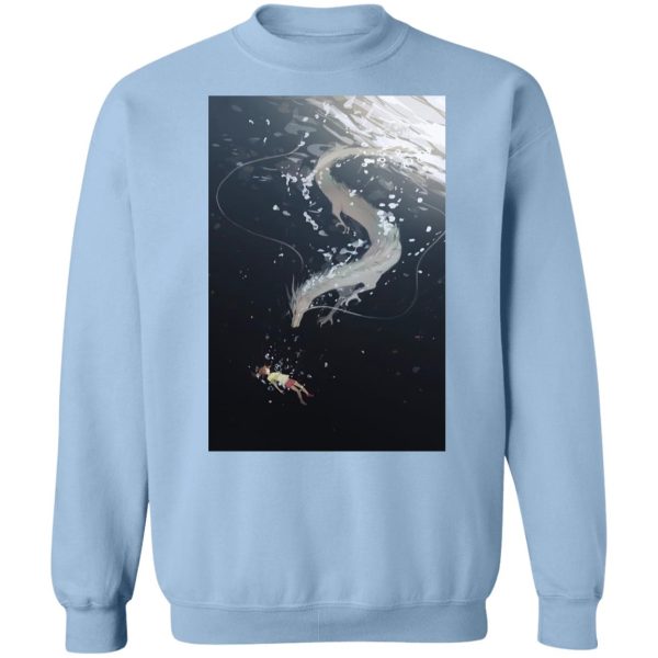 Spirited Away Dust Sprites - Spirited Away Haku and Chihiro Under Water Fanart Sweatshirt-Apparel, Spirited Away, Spirited Away Dust Sprites, Sweatshirt