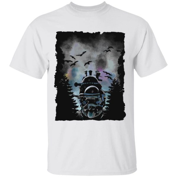 Calcifer Howl's Moving Castle - Howl’s Moving Castle At Night T Shirt-Apparel, Calcifer Howl's Moving Castle, Howl's Moving Castle, Tshirt