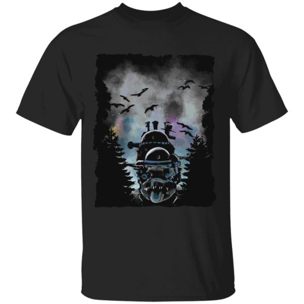 Calcifer Howl's Moving Castle - Howl’s Moving Castle At Night T Shirt-Apparel, Calcifer Howl's Moving Castle, Howl's Moving Castle, Tshirt