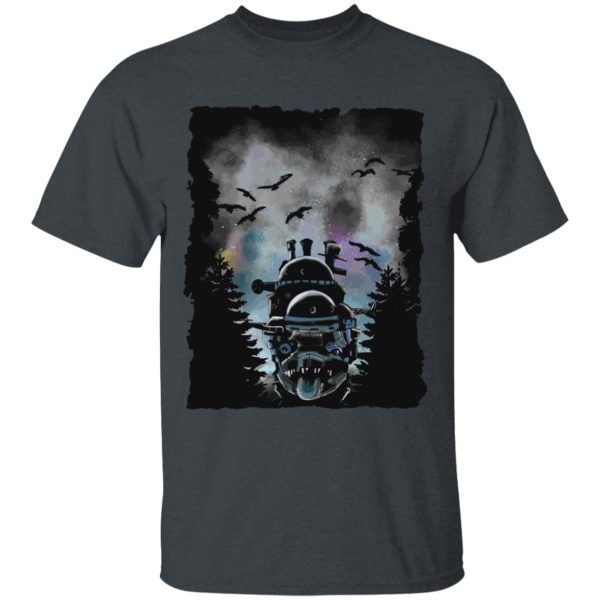 Calcifer Howl's Moving Castle - Howl’s Moving Castle At Night T Shirt-Apparel, Calcifer Howl's Moving Castle, Howl's Moving Castle, Tshirt