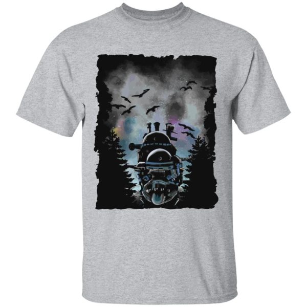 Calcifer Howl's Moving Castle - Howl’s Moving Castle At Night T Shirt-Apparel, Calcifer Howl's Moving Castle, Howl's Moving Castle, Tshirt