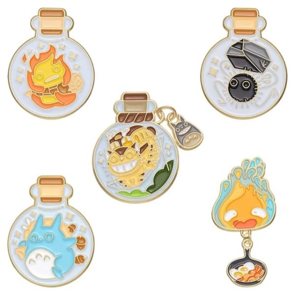 My Totoro - Ghibli Cute Characters Badge Pin Set 5pcs-Accessories, calcifer, Howl's Moving Castle, My Neighbor Totoro, My Totoro, Other